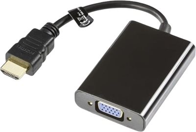 Adapter HDMI till VGA med ljud, 1080p, 0,2 m, svart, Deltaco HDMI-VGA7