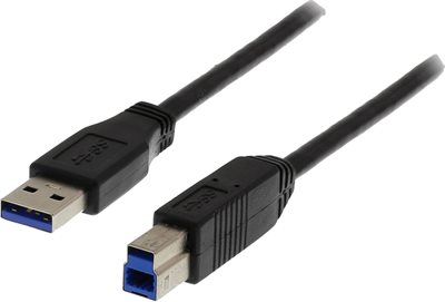 USB 3.0-kabel A hane till B hane, 3 m, svart, Deltaco USB3-130S