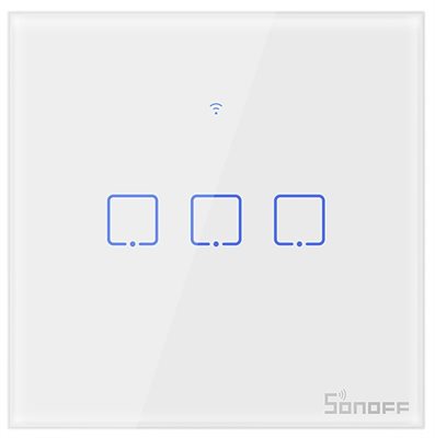 Smart väggströmbrytare, WiFi, Touch, Vit, 3 kanaler