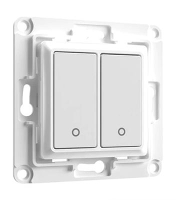 Väggströmbrytare, 2 knapp, Vit, Shelly Wallswitch 2xBtn White