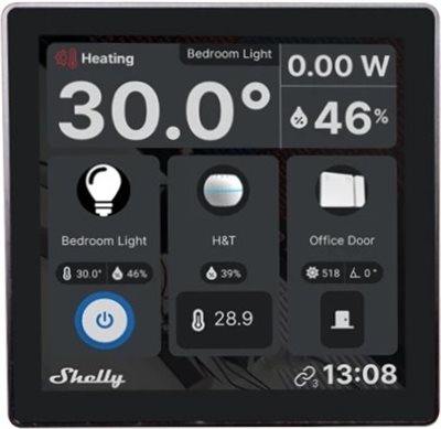 Skärm + väggbrytare, Svart, WiFi, Shelly Wall Display