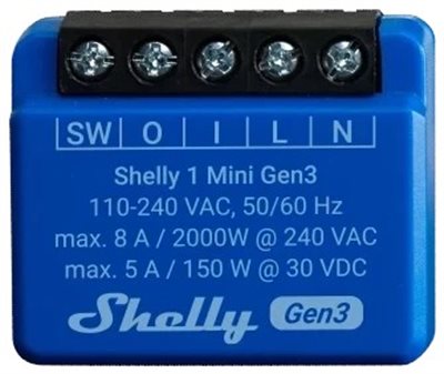 Strömbrytare, Liten, 1 kanal, Shelly Plus 1 Mini Gen 3
